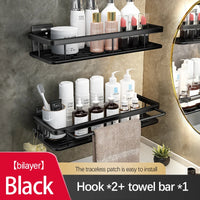 Étagère de Douche Inox Sans Perçage Adhésive Simple ou Double Niveau