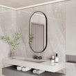 Miroir Mural Ovale Noir avec Cadre Aluminium 100 x 50 cm