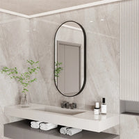 Miroir Mural Ovale Noir avec Cadre Aluminium 100 x 50 cm