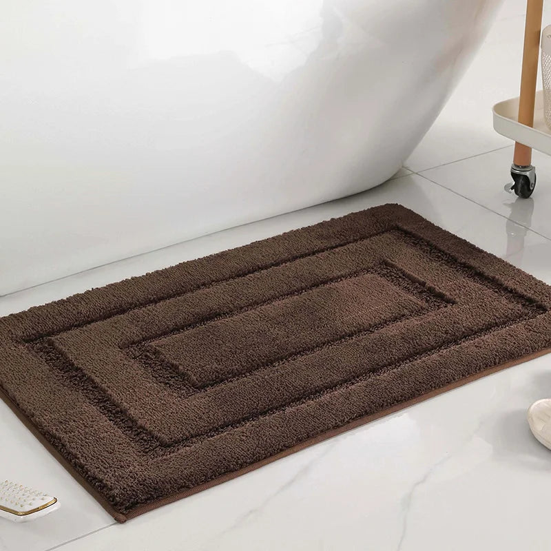 Tapis de Bain Moelleux Antidérapant à Motif Rectangles, 7 Coloris