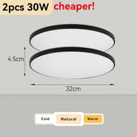 Plafonnier Cuisine LED Rond Ultra Plat 4,5 cm, Blanc ou Noir, 15 à 50 W
