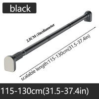 Barre Rideau de Douche Télescopique Inox, Noire ou Argentée, 80 à 270 cm