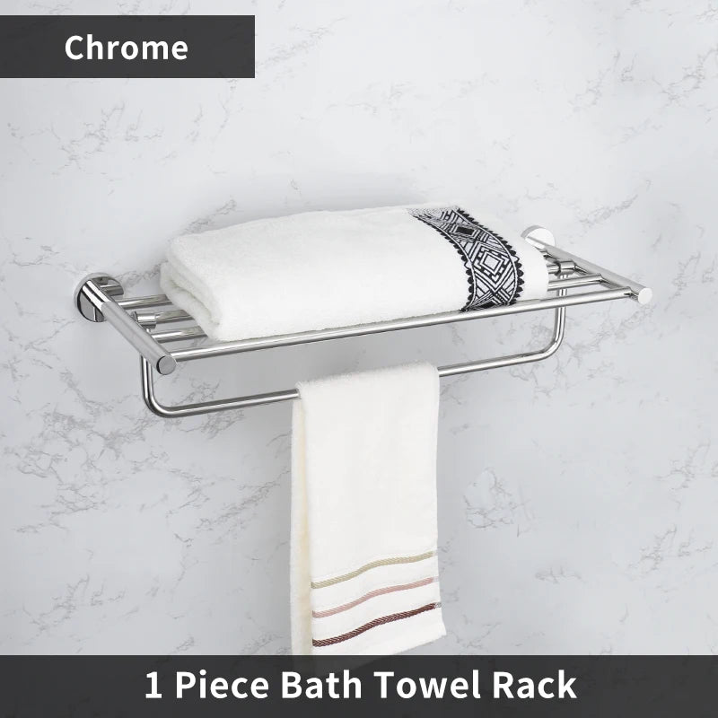 Accessoires Salle de Bain Chromés Inox à la Pièce, 14 Articles