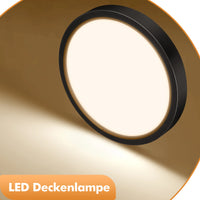 Plafonnier LED Cuisine Rond Noir Ultra-Fin 20 à 48 W, Lot de 1 à 5