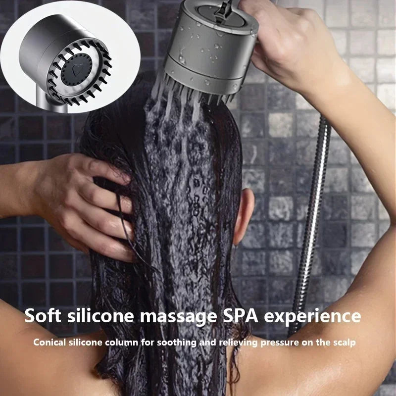 Pommeau de Douche Turbo Filtrant avec Flexible et Support
