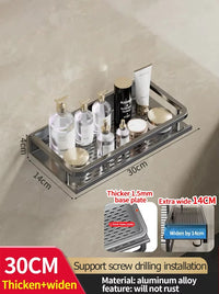 Étagère Murale Salle de Bain Aluminium Noir ou Gris 30-50 cm