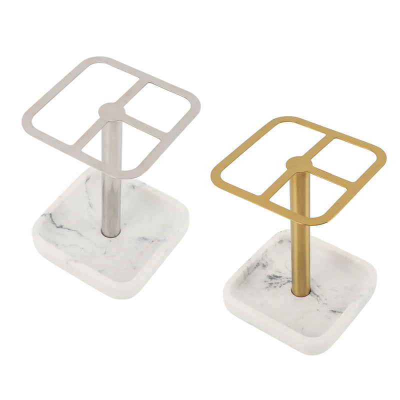 Porte-Brosse à Dents Inox 304 à Poser, Base Effet Marbre, Doré ou Argenté