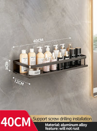 Étagère Murale Salle de Bain Aluminium Noir ou Gris 30-50 cm