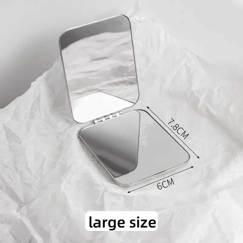 Miroir de Poche Pliant Inox Rond ou Carré, 2 Tailles au Choix