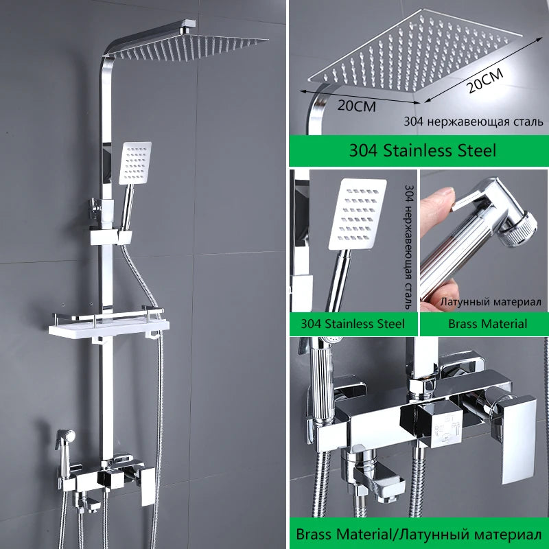 Douche Encastrable 3-4 Voies Noire ou Chromée