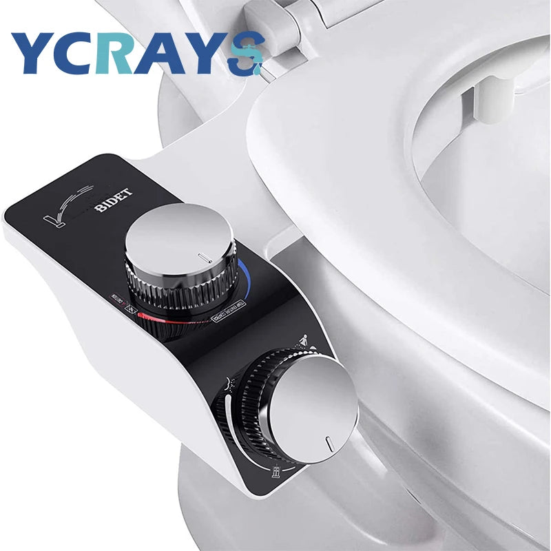Bidet Non Électrique pour WC, Double Buse Autonettoyante, Eau Froide ou Chaude