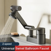 Mitigeur Lavabo Double Trou à Bras Articulé 195 mm, Chromé ou Gris Anthracite