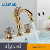 Mitigeur de Lavabo 3 Pièces Cygne Doré Rétro