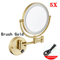 Miroir Grossissant Mural LED Double Face en Laiton 3x ou 5x