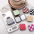 Miroir de Poche Carré Damier avec Poignée Support de Téléphone, 10 Motifs