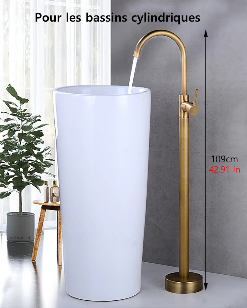 Robinet Baignoire Îlot sur Pied Monocommande, 109 cm, 5 Finitions