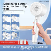 Pommeau de Douche Haute Pression 5 Modes avec 6 Filtres Gris, Blanc ou Bleu