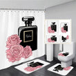 Rideau de Douche Flacon Parfum 180x180 cm et Tapis à la Pièce