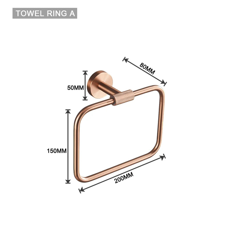 Ensemble d'Accessoires de Salle de Bain Or Rose Laiton Moleté