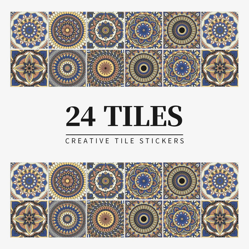 Autocollants Carrelage Adhésifs pour Crédence et Salle de Bain, 26 Motifs, Lot de 24