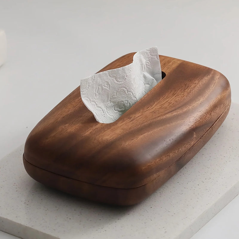 Boîte à Mouchoirs en Bois de Noyer, Couvercle Amovible, 22 x 13 cm
