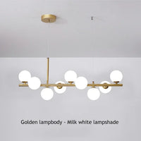 Suspension Cuisine Îlot Globes Verre, 7 à 11 Têtes, Noir ou Doré