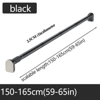 Barre Rideau de Douche Télescopique Inox, Noire ou Argentée, 80 à 270 cm