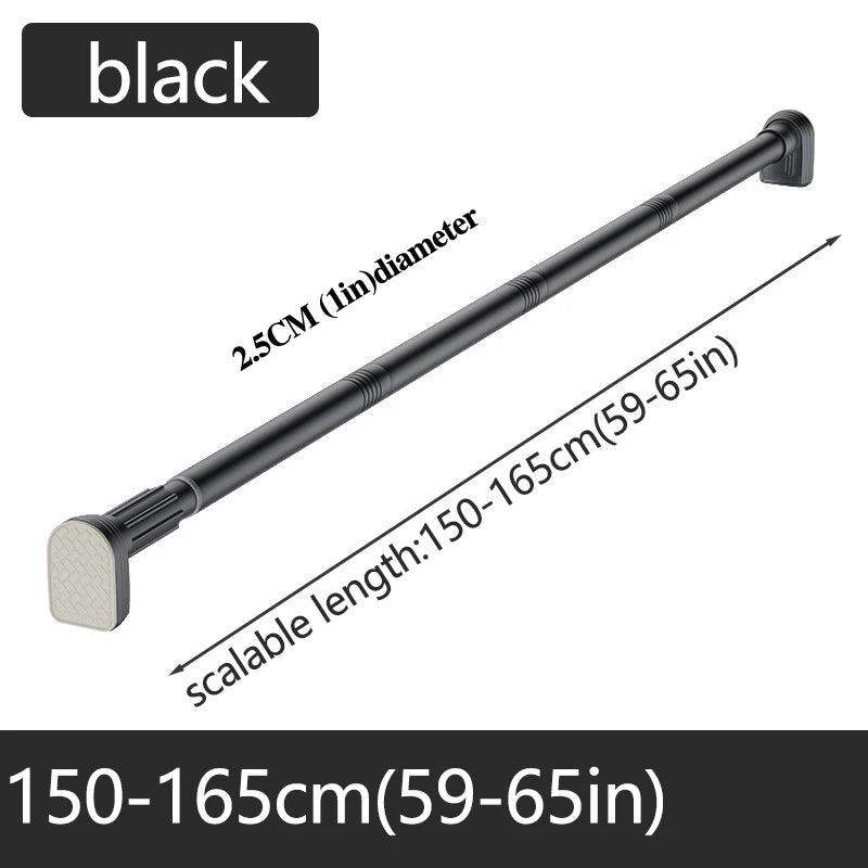 Barre Rideau de Douche Télescopique Inox, Noire ou Argentée, 80 à 270 cm