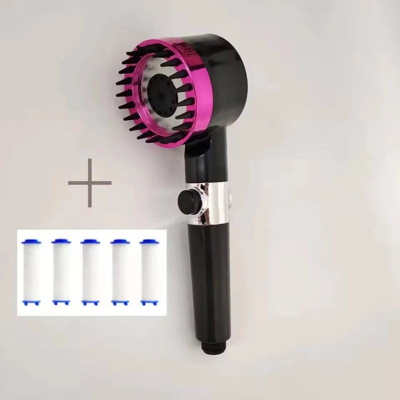 Pommeau de Douche Filtrant Massant 3 Modes, Gris ou Noir, avec Cartouches
