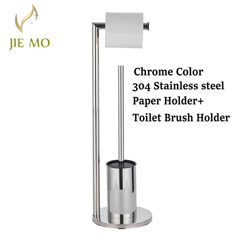 Porte-Papier Toilette sur Pied Inox 304 avec Réserve ou Brosse WC