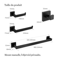 Accessoires Salle de Bain Noir Mat à la Pièce, 21 Articles