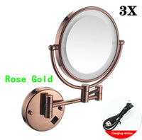 Miroir Grossissant Mural LED Double Face en Laiton 3x ou 5x