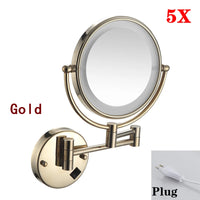 Miroir Grossissant Mural LED Double Face en Laiton 3x ou 5x