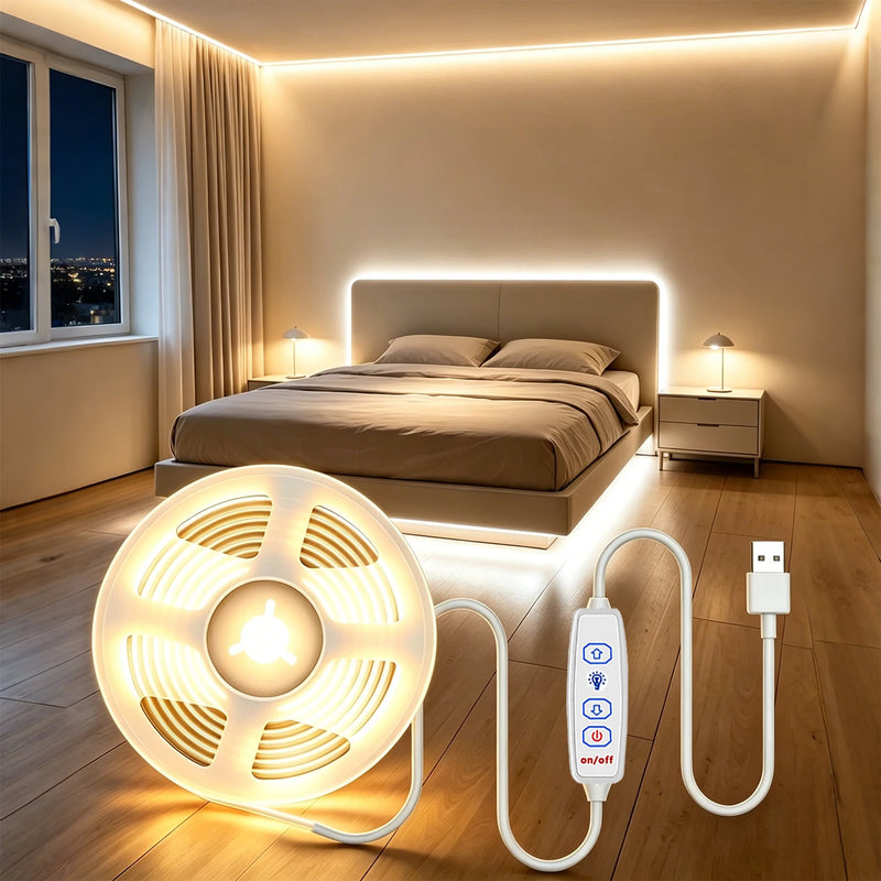 Ruban LED USB COB Variateur Sous Meuble Cuisine 1 à 5 m