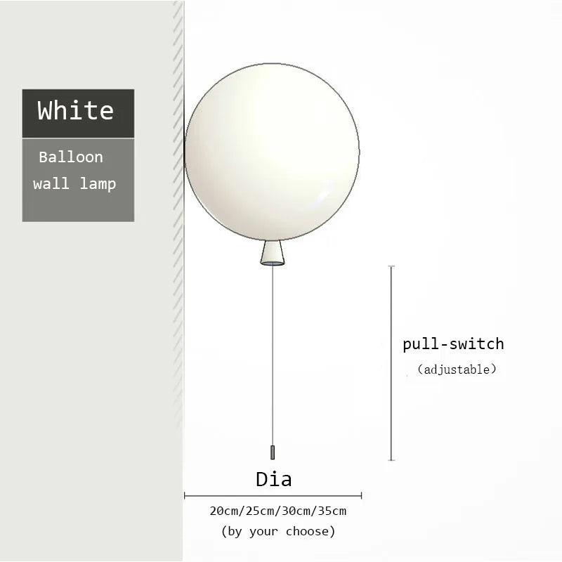 Applique Murale Ballon à Tirette, 6 Coloris, Ø 20 à 35 cm