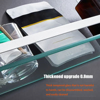 Étagère Salle de Bain Verre Trempé et Aluminium, 28,5 à 48,5 cm