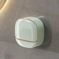 Porte-Savon Mural à Couvercle et Drainage, Vert, Blanc ou Beige, 2 Formats