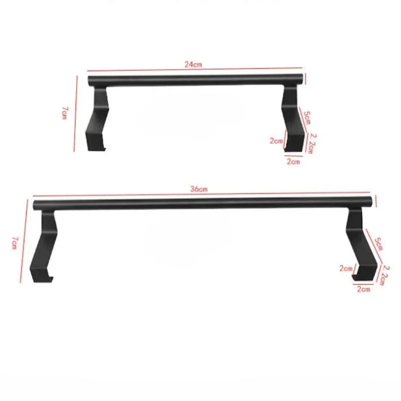 Porte-Serviette Noir pour Porte de Placard sans Perçage 24 ou 36 cm