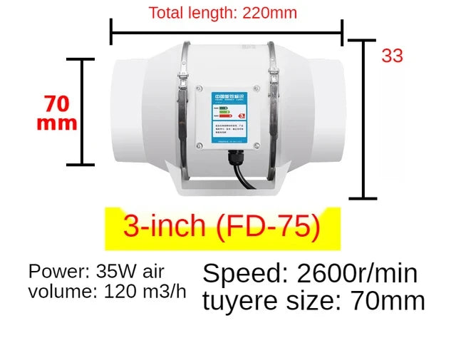 Extracteur d'Air en Ligne Silencieux, 120 à 540 m³/h, Salle de Bain
