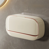Porte-Savon Mural à Couvercle et Drainage, Vert, Blanc ou Beige, 2 Formats