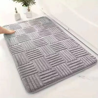 Tapis de Bain Gris Absorbant Motif Géométrique Antidérapant