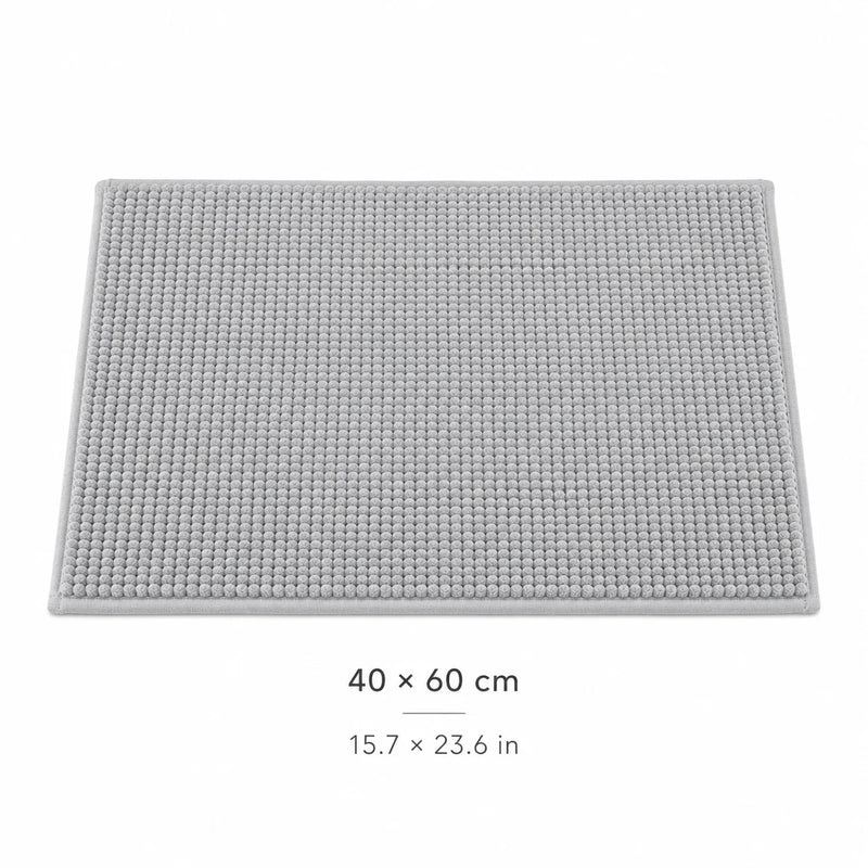 Tapis de Bain Chenille Gris Clair Antidérapant Absorbant, 2 Tailles