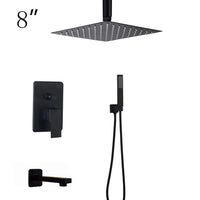 Douche Encastrable Noir Mat Pluie Carrée 20 à 40 cm avec Douchette