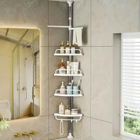 Serviteur de Douche d'Angle Télescopique Blanc 4 Plateaux, 105 à 320 cm