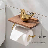 Porte-Papier Toilette Mural en Bois avec Tablette Doré