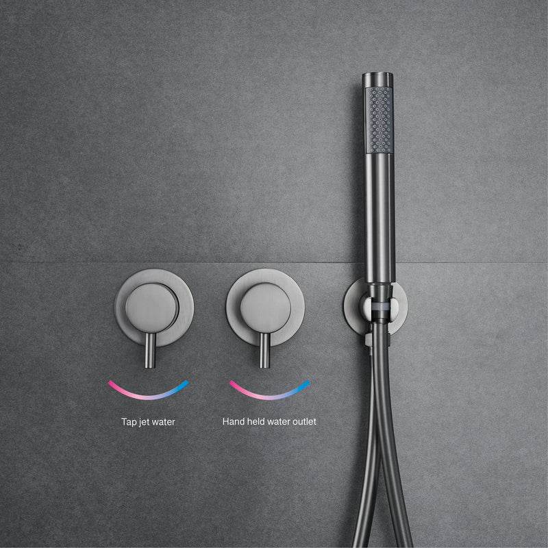 Douche Encastrable Laiton avec Pommeau Rond 25 cm et Douchette, 5 Finitions