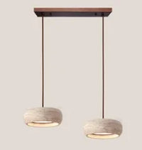 Suspension Cuisine Travertin Naturel Wabi-Sabi, 1 à 3 Têtes, Ø 20 cm