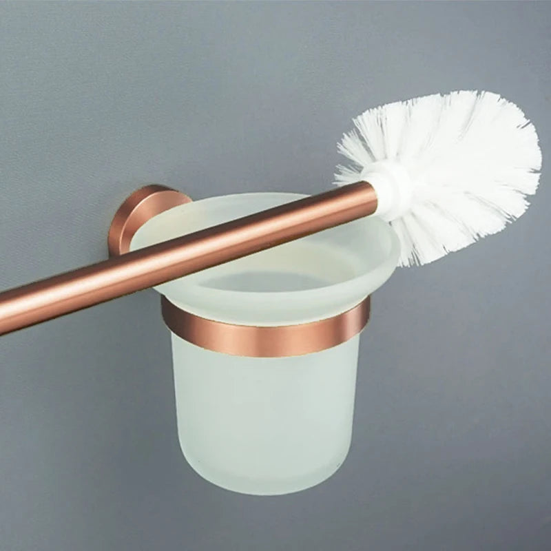 Ensemble d'Accessoires de Salle de Bain Or Rose avec Étagère
