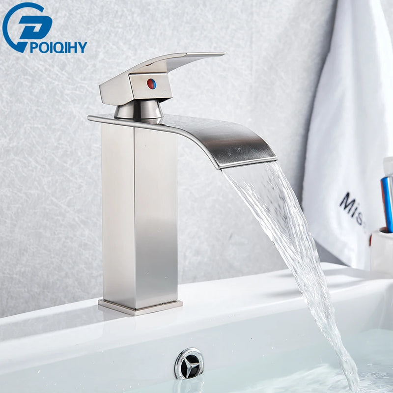 Mitigeur Lavabo Cascade Carré Noir Mat