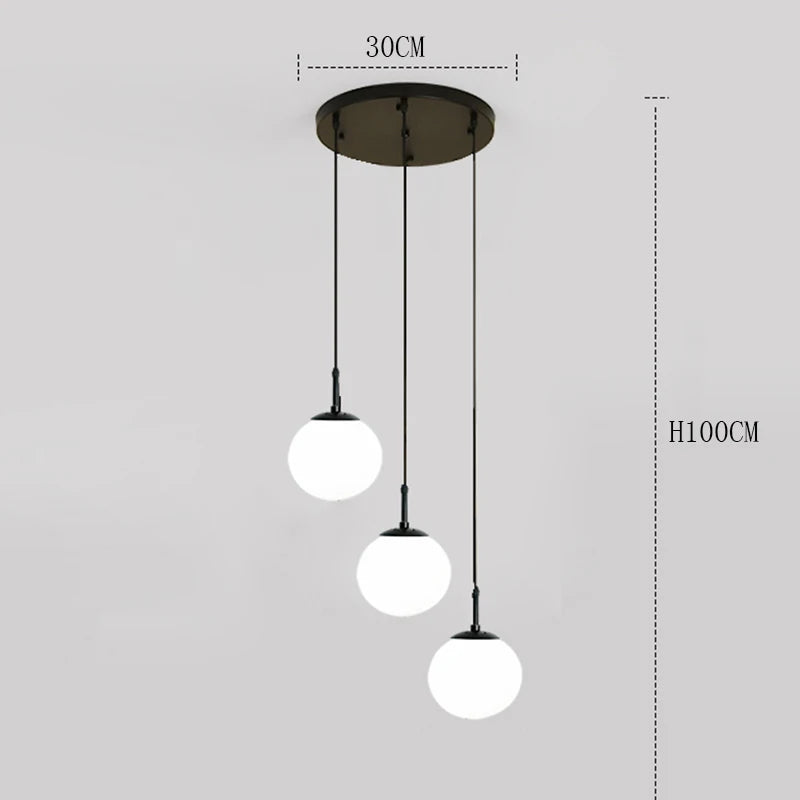 Suspension Cuisine Spirale Globes Blancs, Escalier ou Îlot, 3 à 25 Têtes